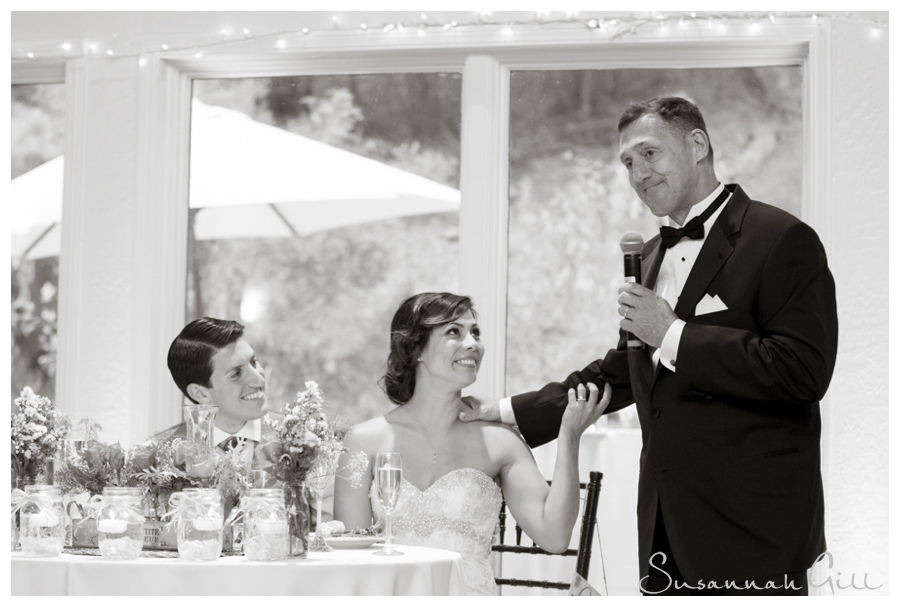 father gets emotional toasting his daughter at her wedding
